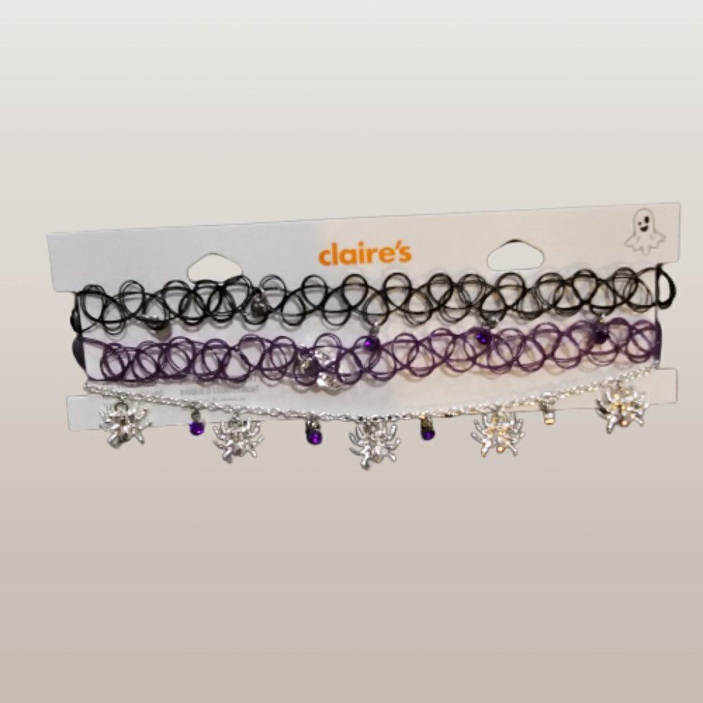 Claire's Women's Halloween Choker Spiders Stretch Jewelry Necklace -Pack Of 3